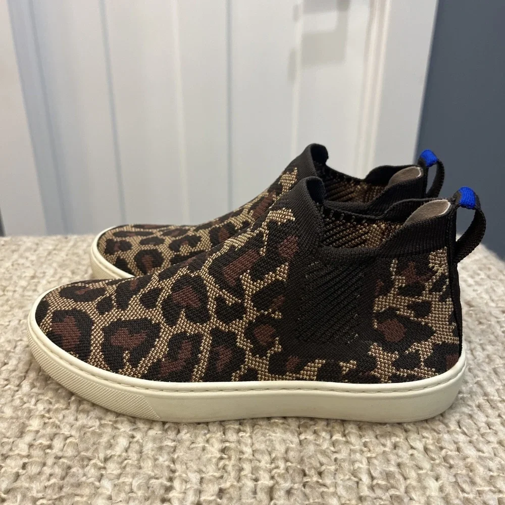 Rothy's‎ The Chelsea Wildcat High Top Knit Sneakers Leopard Print Women's Size 6